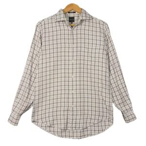 Faconnable Men 39 15.5 Plaid Button Down Shirt Long Sleeve Cotton Italy Classic